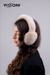 100% natural Rex Chinchilla earmuffs - color Ecru