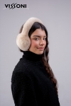 100% natural Rex Chinchilla earmuffs - color Ecru