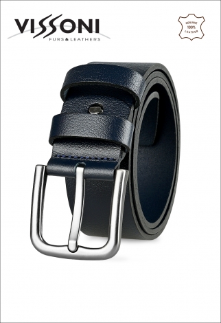 Men′s leather belt - navy blue