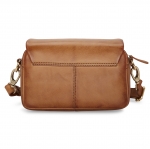 Compact leather bag with zipper and flap