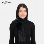 Дамски шал от естествен заешки косъм - Черен