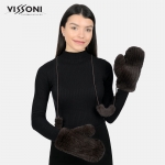 Ръкавици от естествен косъм на Rex Chinchilla - Кафяв