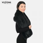 Луксозна наметка от лисица - Черна