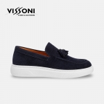 Vissoni Elegante - Тъмносини мъжки кожени обувки от естествена телешка кожа