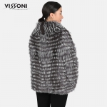 Дамски жакет от естествен косъм на Сребърна лисица