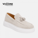 Vissoni Elegante - Сиви мъжки кожени обувки от естествена телешка кожа