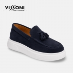 Vissoni Elegante - Тъмносини мъжки кожени обувки от естествена телешка кожа