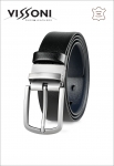 Reversible men’s leather belt – Black & Dark Blue