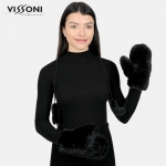 Ръкавици от естествен косъм на Rex Chinchilla - Черни