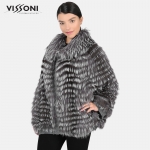 Дамски жакет от естествен косъм на Сребърна лисица