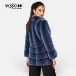 Дамско палто от естествен визон с изправена яка – Mink Blue Marine