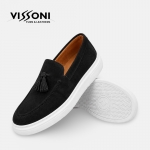 Vissoni Elegante - Черни мъжки кожени обувки от естествена телешка кожа