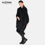 Дамски шал с джобове от естествен косъм на Rex Chinchilla - Black