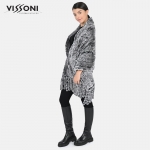 Дамски шал с джобове от естествен косъм на Rex Chinchilla - Ice Grey