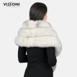 Луксозна наметка от лисица - Бяла