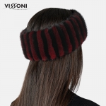 Луксозна лента за глава от естествен косъм на норка - Бордо