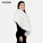 Елегантна наметка от лисица - Бяла