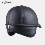 Мъжки кожен каскет от агнешка кожа - Тъмно синя