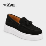 Vissoni Elegante - Черни мъжки кожени обувки от естествена телешка кожа