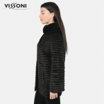 Дамска елегантна жилетка от естествен косъм Норка - Махагон