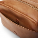 Compact leather bag with zipper and flap