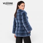 Дамско палто от естествен визон с яка с ревери – Mink Blue Marine