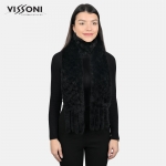 Дамски шал от естествен косъм на Rex Chinchilla - Black