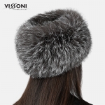 Лента за глава от естествен косъм на лисица - Сребърна