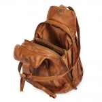 Everyday leather backpack – cognac, with a functional design