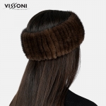 Лента за глава от естествен косъм на норка - Махагон