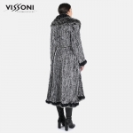 Дамско палто плетиво от естествен косъм Rex Chinchilla с акценти от лисица - Ice Grey