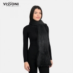 Дамски шал от естествен косъм на норка - Черен