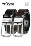 Reversible men’s leather belt – Black/Dark brown