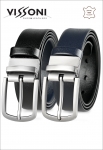 Reversible men’s leather belt – Black & Dark Blue