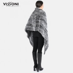 Дамски шал с джобове от естествен косъм на Rex Chinchilla - Ice Grey