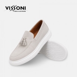 Vissoni Elegante - Сиви мъжки кожени обувки от естествена телешка кожа