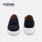 Vissoni Elegante - Тъмносини мъжки кожени обувки от естествена телешка кожа