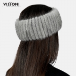 Луксозна лента за глава от естествен косъм на норка - Графит