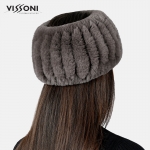 Лента за глава от 100% естествена Rex Chinchilla - цвят Кафяв графит