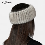 Луксозна лента за глава от естествен косъм на норка - Светло сива