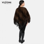 Дамско пончо от естествен косъм на норка - Махагон