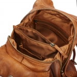 Everyday leather backpack – cognac, with a functional design