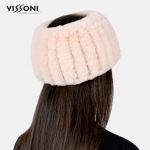 Лента за глава от 100% естествена Rex Chinchilla - цвят Бебешко розово