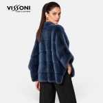 Дамско палто тип пелерина от естествен визон – Mink Blue Marine