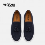 Vissoni Elegante - Тъмносини мъжки кожени обувки от естествена телешка кожа