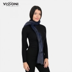 Дамски шал от естествен косъм на норка - Тъмно син