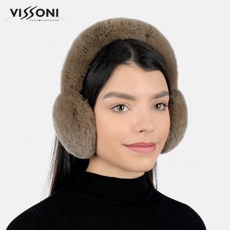 Наушници от 100% естествена Rex Chinchilla - цвят Beige