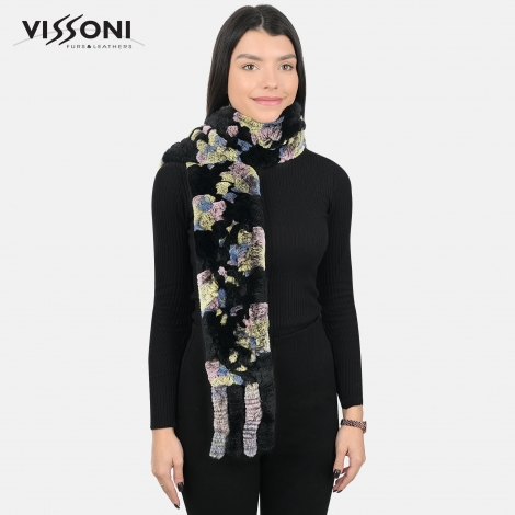 Дамски шал от естествен косъм на Rex Chinchilla - Yellow Flo