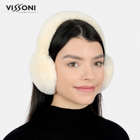 Наушници от 100% естествена Rex Chinchilla - цвят Ecru