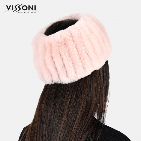 100% Natural Rex Chinchilla Headband - Pink